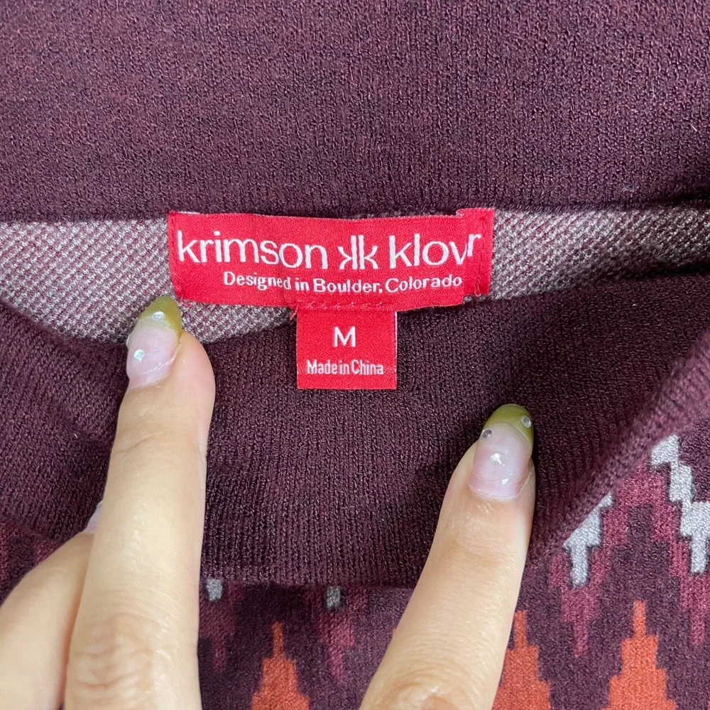 Krimson Klover Mini Skirt Womens M Burgundy Excellent Geometric Knit